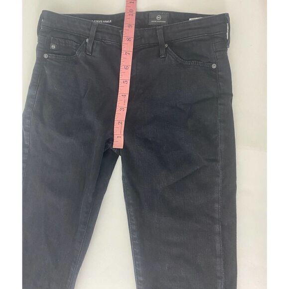 AG Adriano Goldschmied Stevie Ankle Slim Straight Raw Hem Jeans Black - Size 25 - Picture 7 of 12